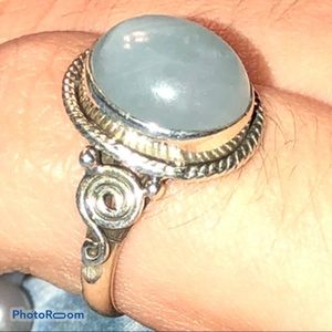 MILKY AQUA STERLING SILVER RING